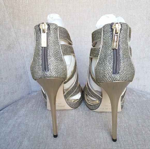 NIB Jimmy Choo Bronze Lame Collar Pumps - Picture 5 of 8